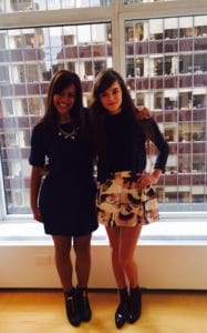 Callie and I looking cute (obsesed by her skirt!) post-interview in NYC, May 2015