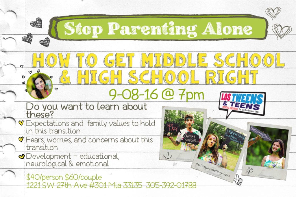 Elementary to middle school to high school stop parenting alone