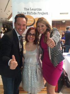 Laura Tellado (center) with Super Latina TV's Gaby Natale and TV Personality & Fashion Stylist, Martín Llorens, at the launch of the Laurita Spina Bifida Project at Hispanicize in Miami, March 2016.