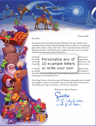 You can send a customized letter from Santa in http://remindsanta.click2mail.com